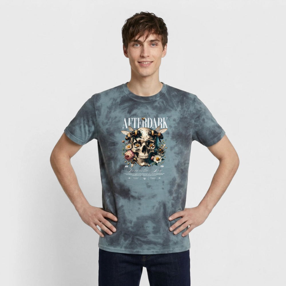 Unisex Premium Tie Dye T-Shirt - Schwarz/Blau
