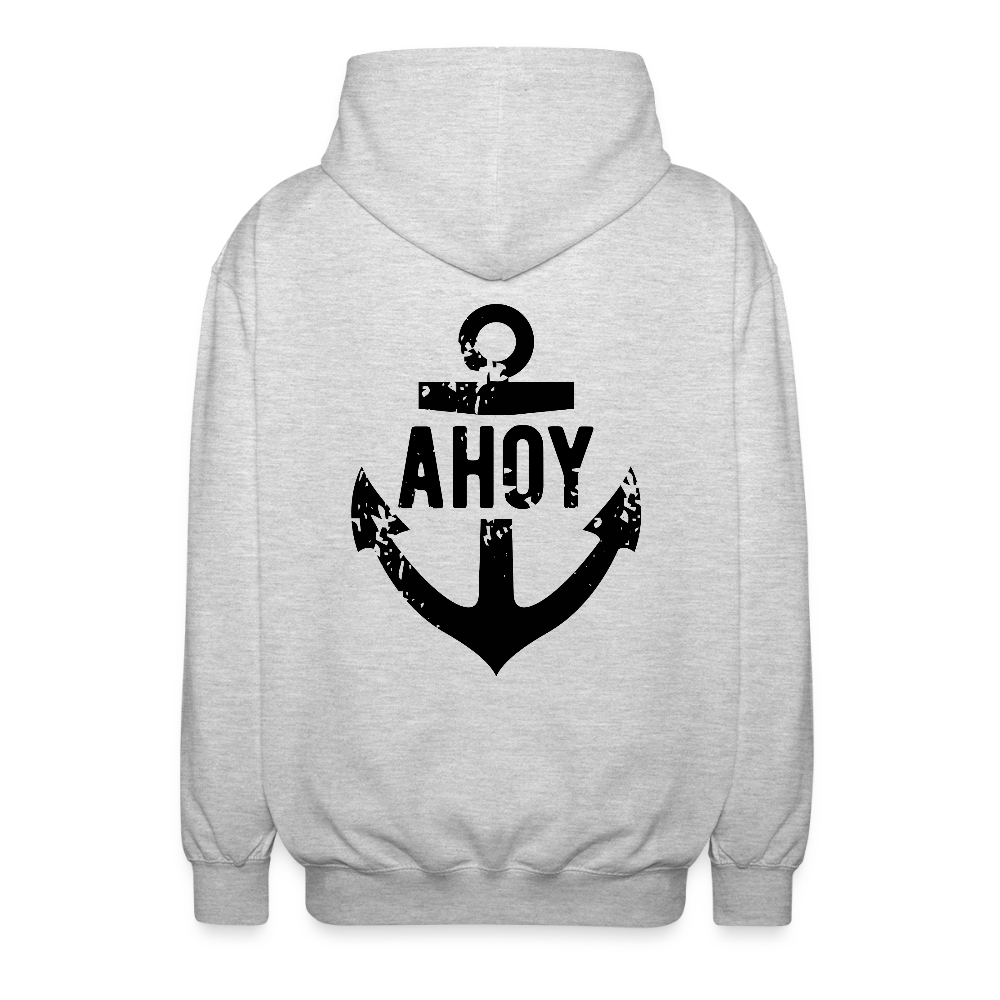 Unisex Maritimer Style mit „Ahoy“-Anker-Print ⚓ - Hellgrau meliert