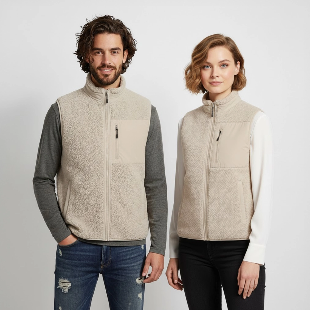 MEDIUM FIT Unisex Sherpa-Weste von Stanley/Stella - Beige