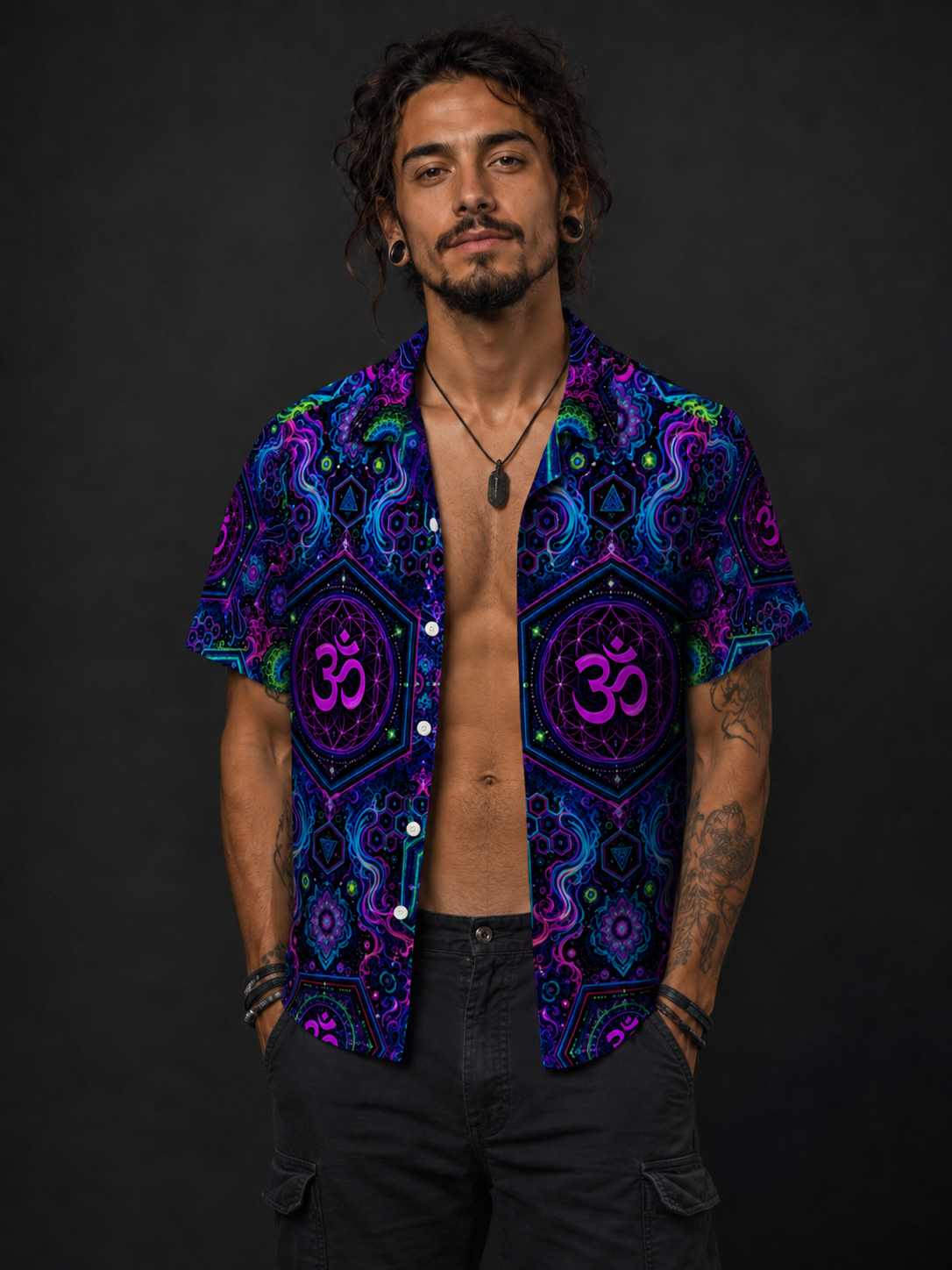 Neon OM Flow Festival Hawaii-Hemd