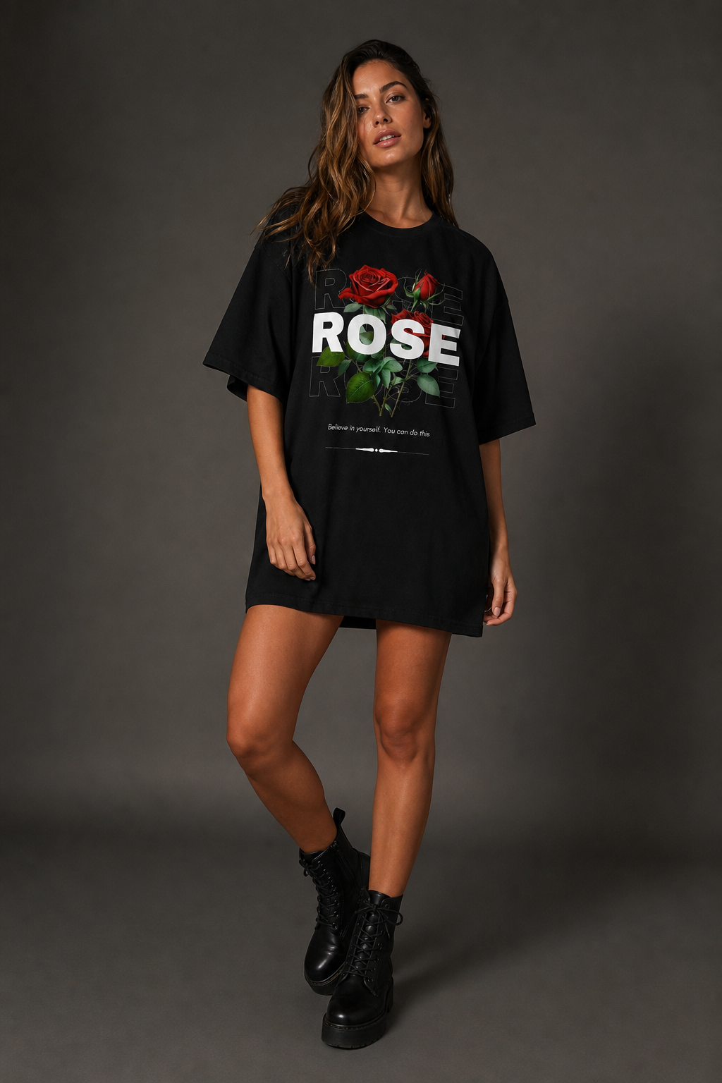 Rose T-Shirt-Kleid