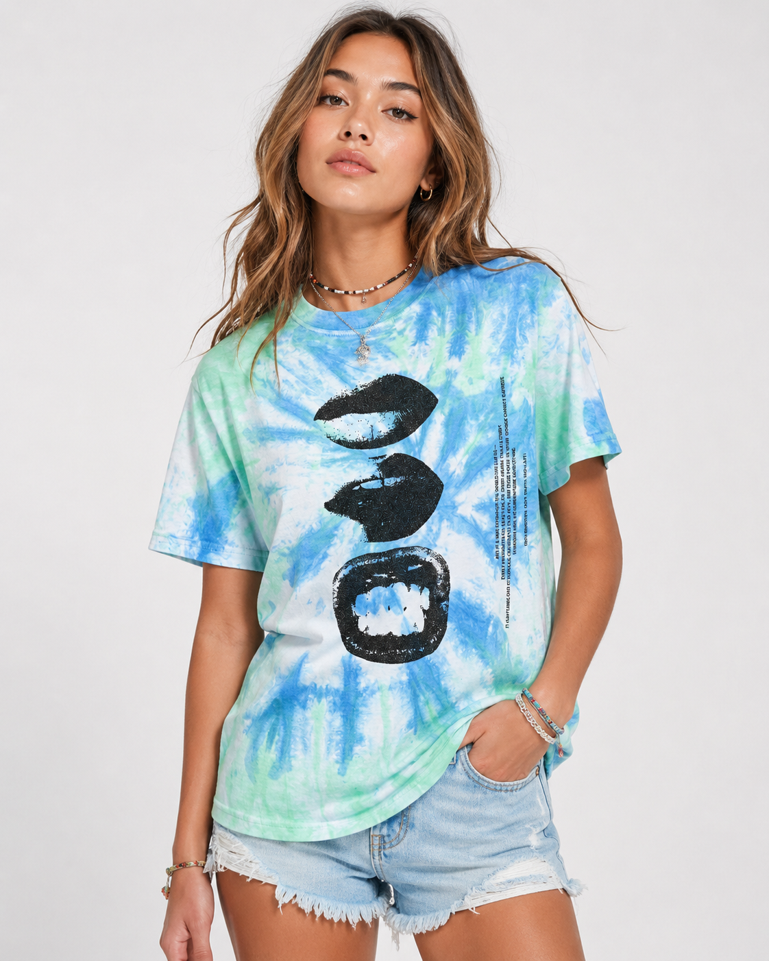 Flauschrausch Lips Tie Dye T Shirt