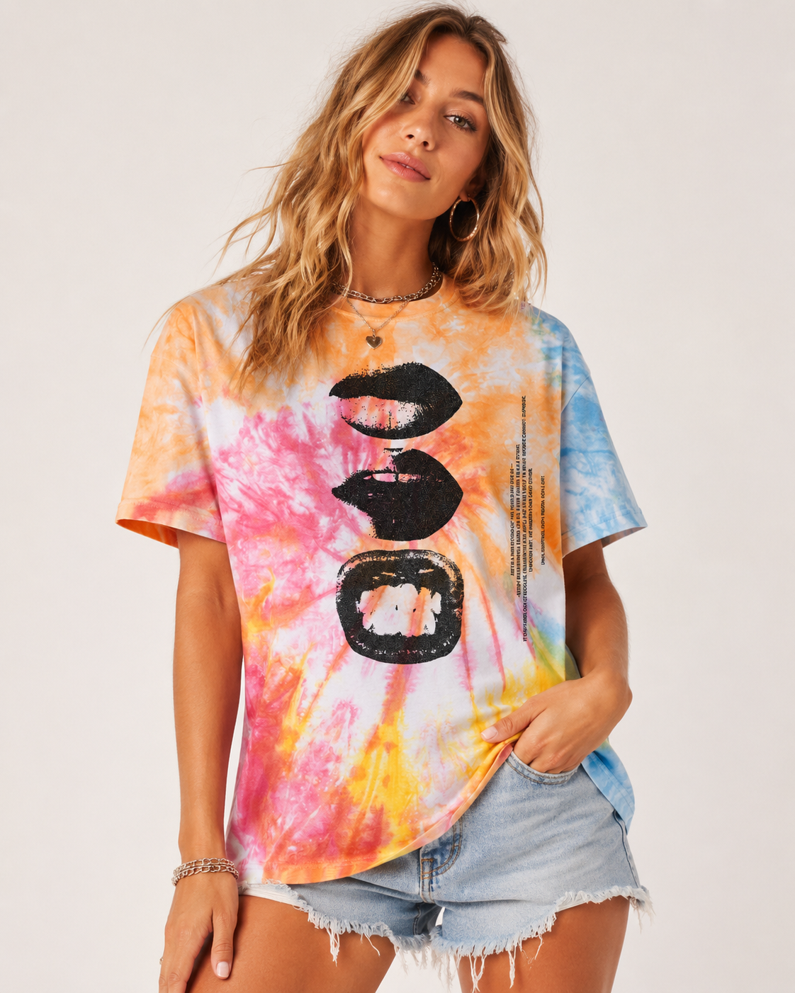 Flauschrausch Lips Tie Dye T Shirt