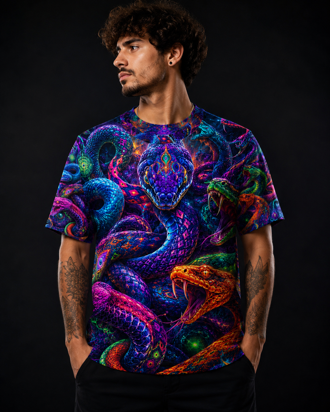 Serpent Awakening – Psychedelic Snake Premium T-Shirt