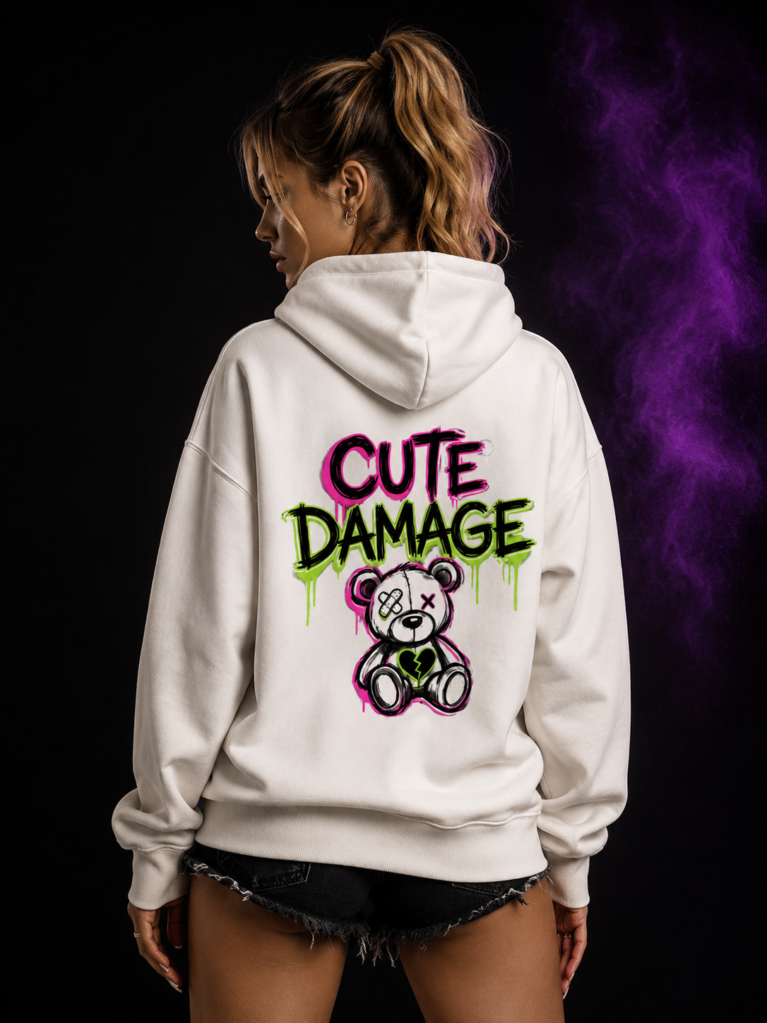 Cute Damage Teddy Oversize Hoodie | Festival & Rave Hoodie