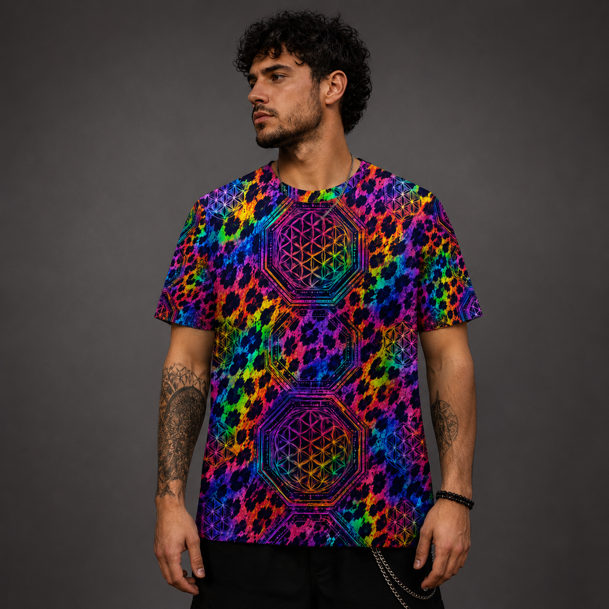 Neon Geometry Premium Allover Festival Shirt