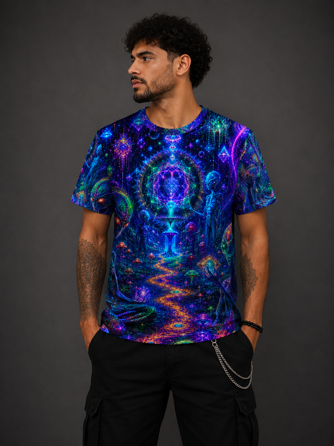 Cosmic Gateway Alien Allover Festival T-Shirt