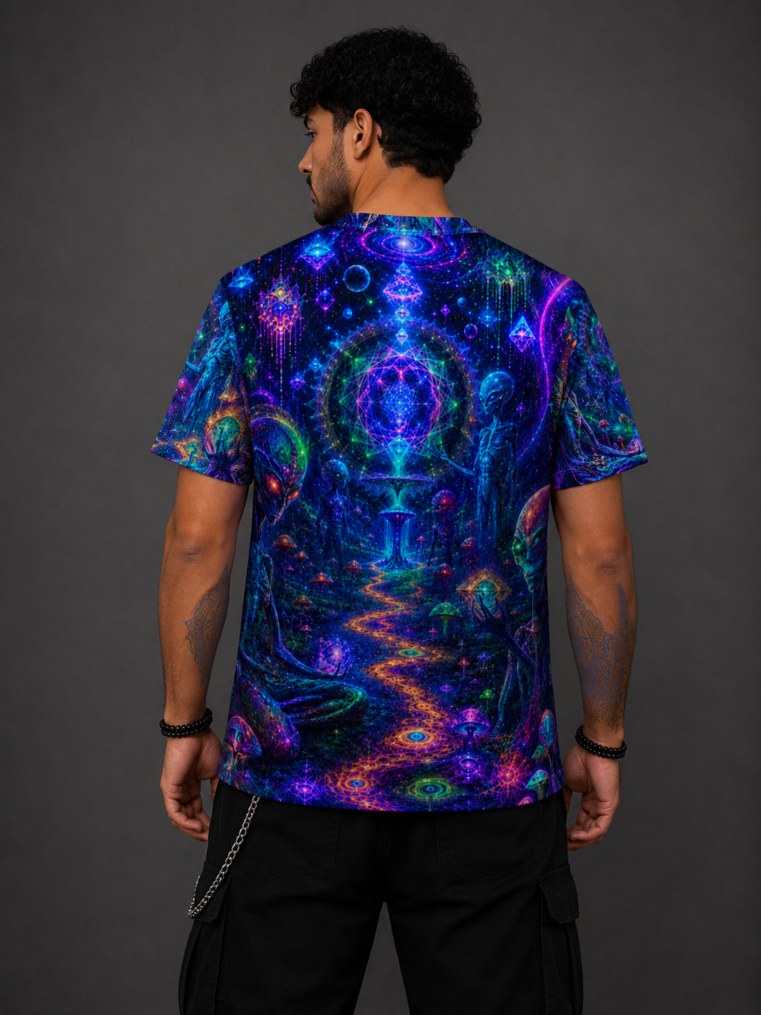 Cosmic Gateway Alien Allover Festival T-Shirt