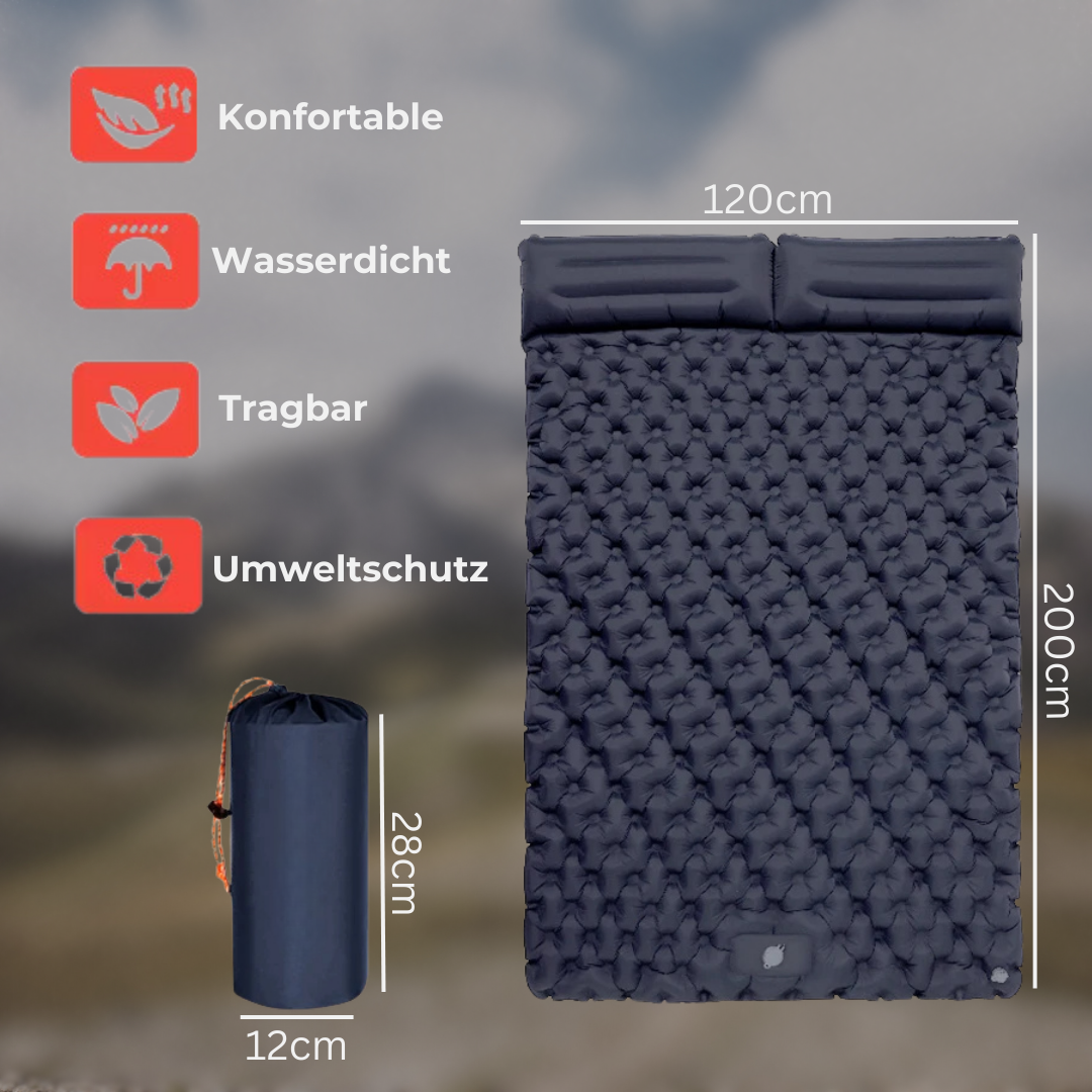 Self-inflating sleeping pad for two