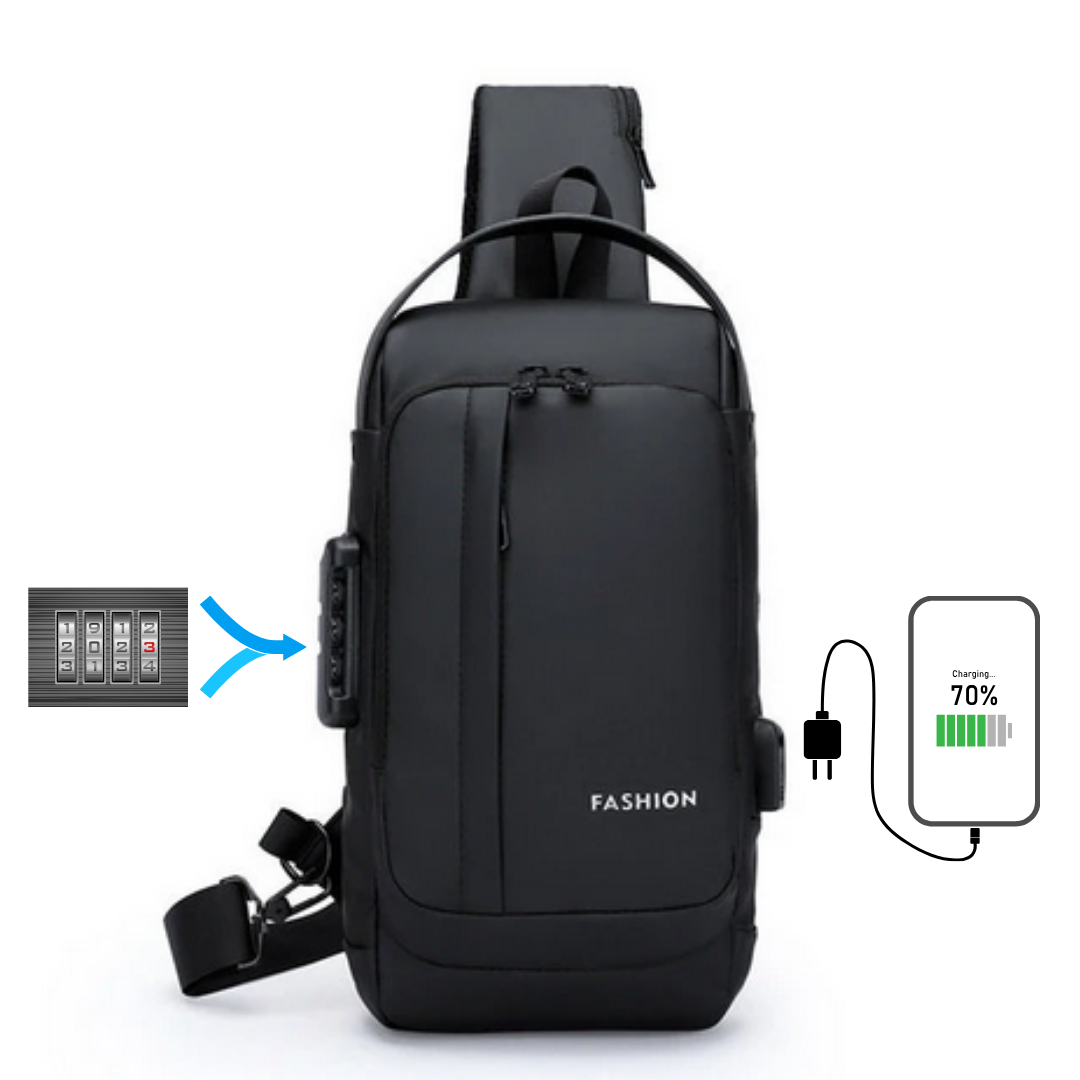 Anti-theft chest pocket with USB charging port