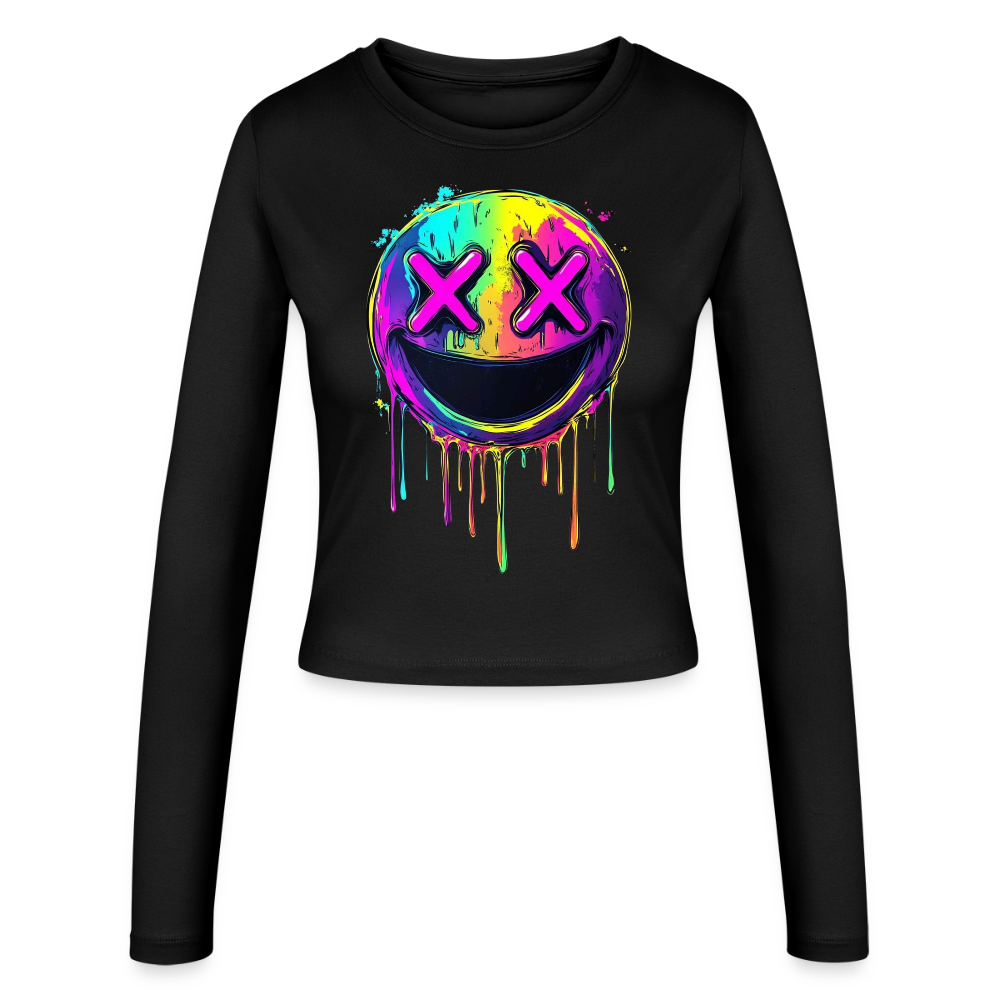 Smily Slim Fit Langarmshirt - Schwarz