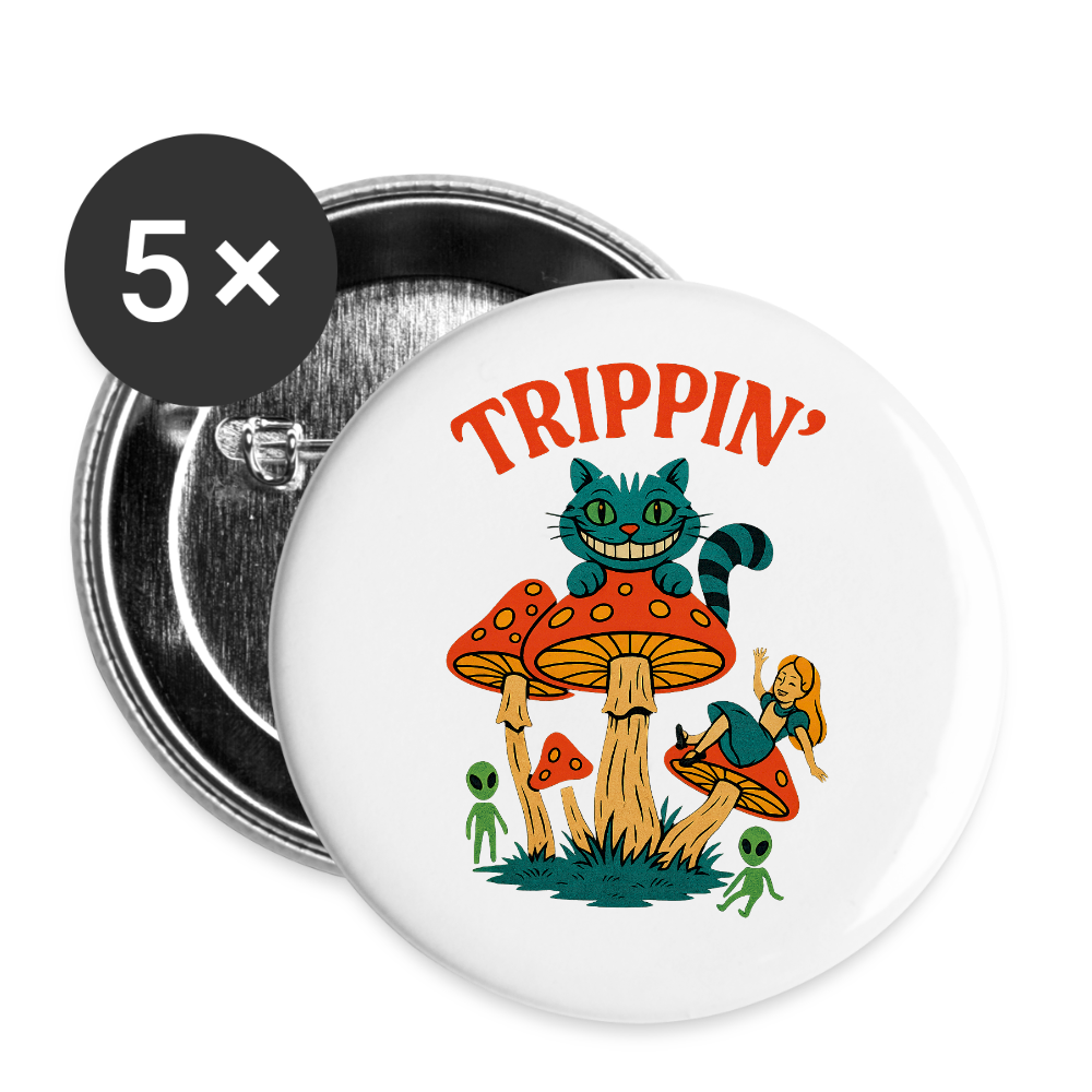 Buttons groß 56 mm (5er Pack) - Weiß