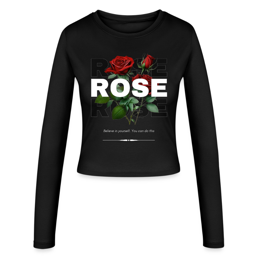 Rose Slim Fit Langarmshirt - Schwarz