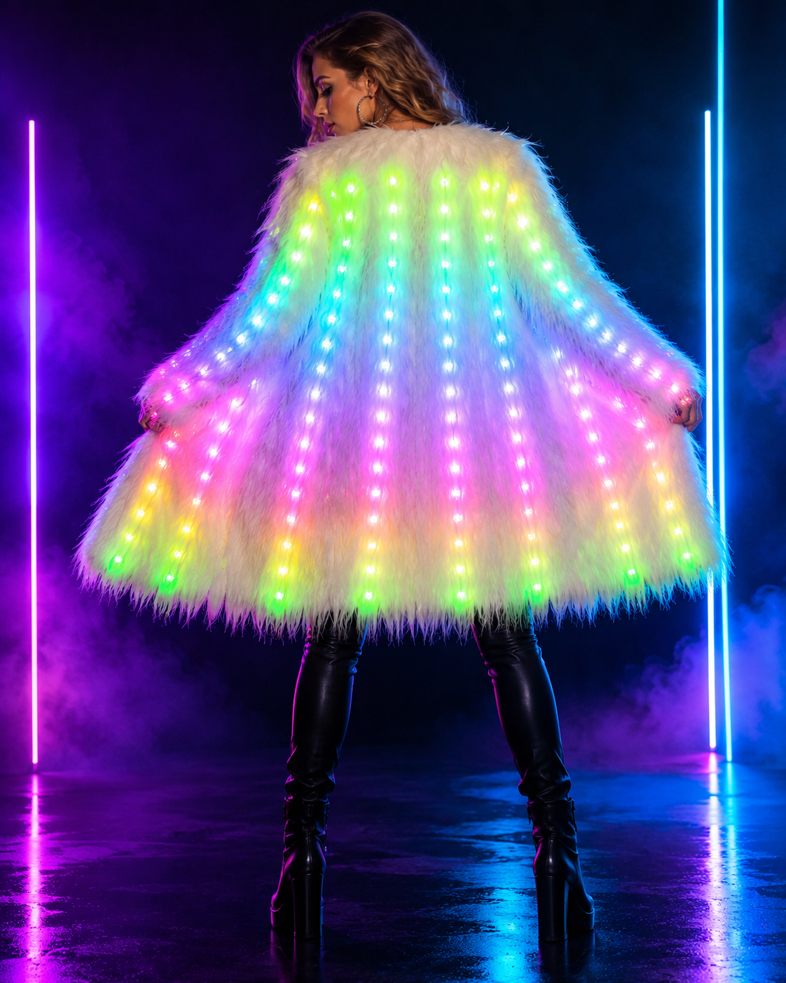 Glow Angel LED Kunstfellmantel
