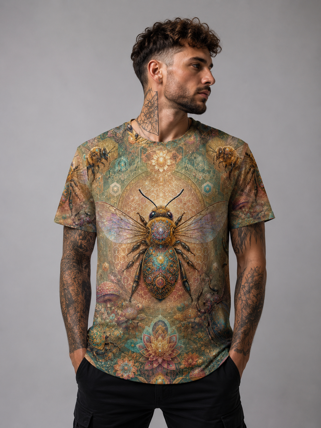 Mystic Bee Hexagon Festival Shirt
