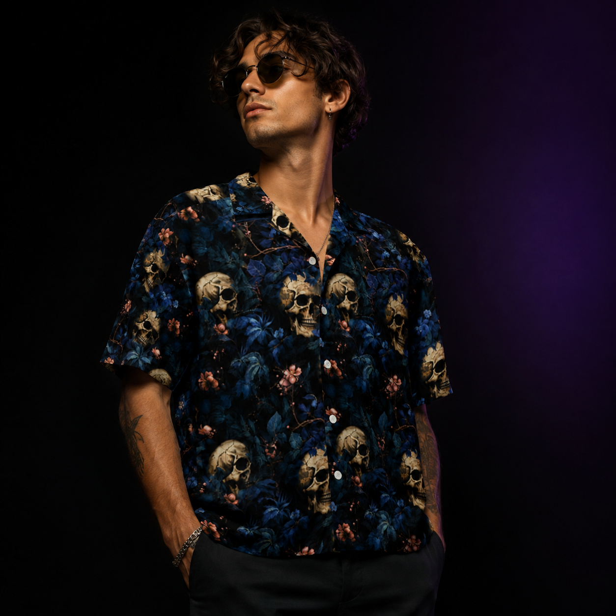 Midnight Bones – Premium Hawaii-Hemd