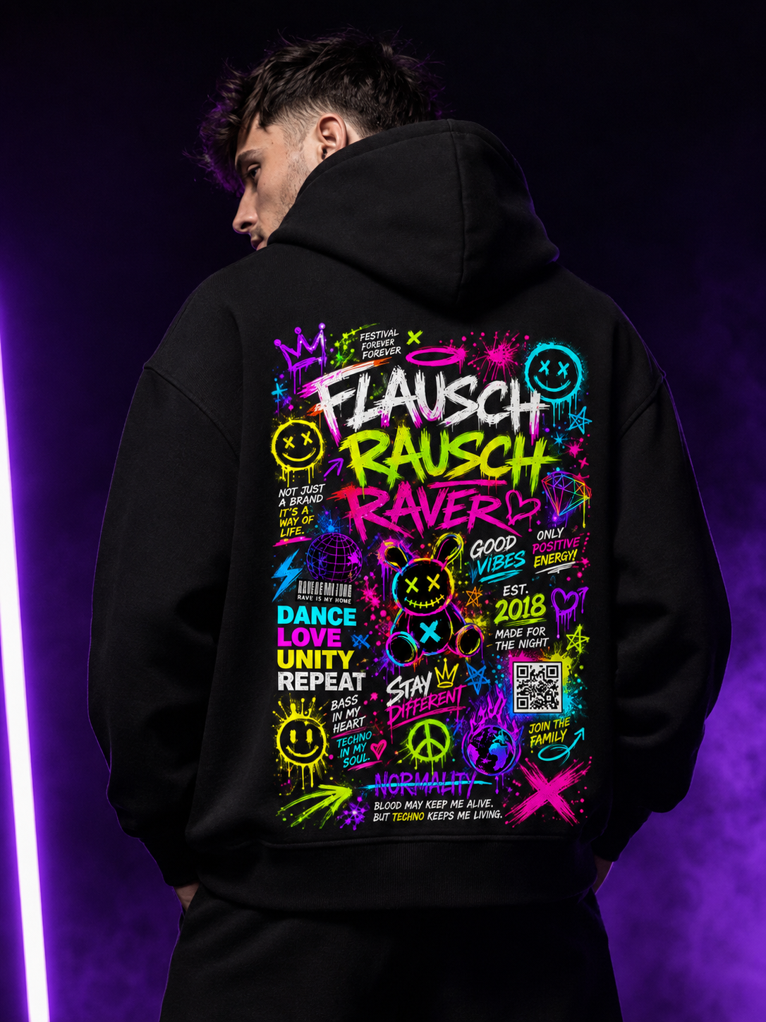 Flauschrausch Raver Hoodie Oversize