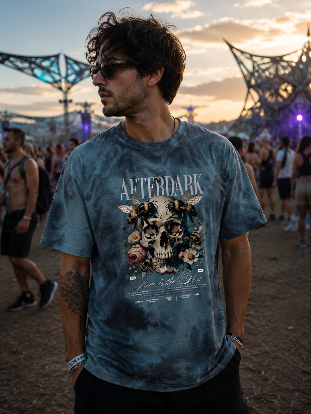 Love Is The Bee Tie Dye T-Shirt | Festival Techno Shirt