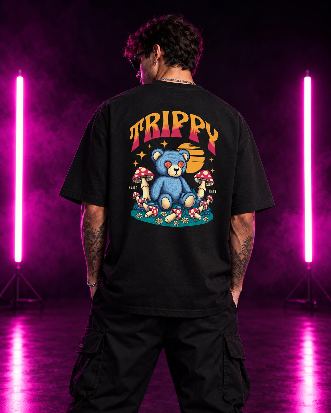 Trippy Bear Heavy Oversize Rave Shirt 240 GSM