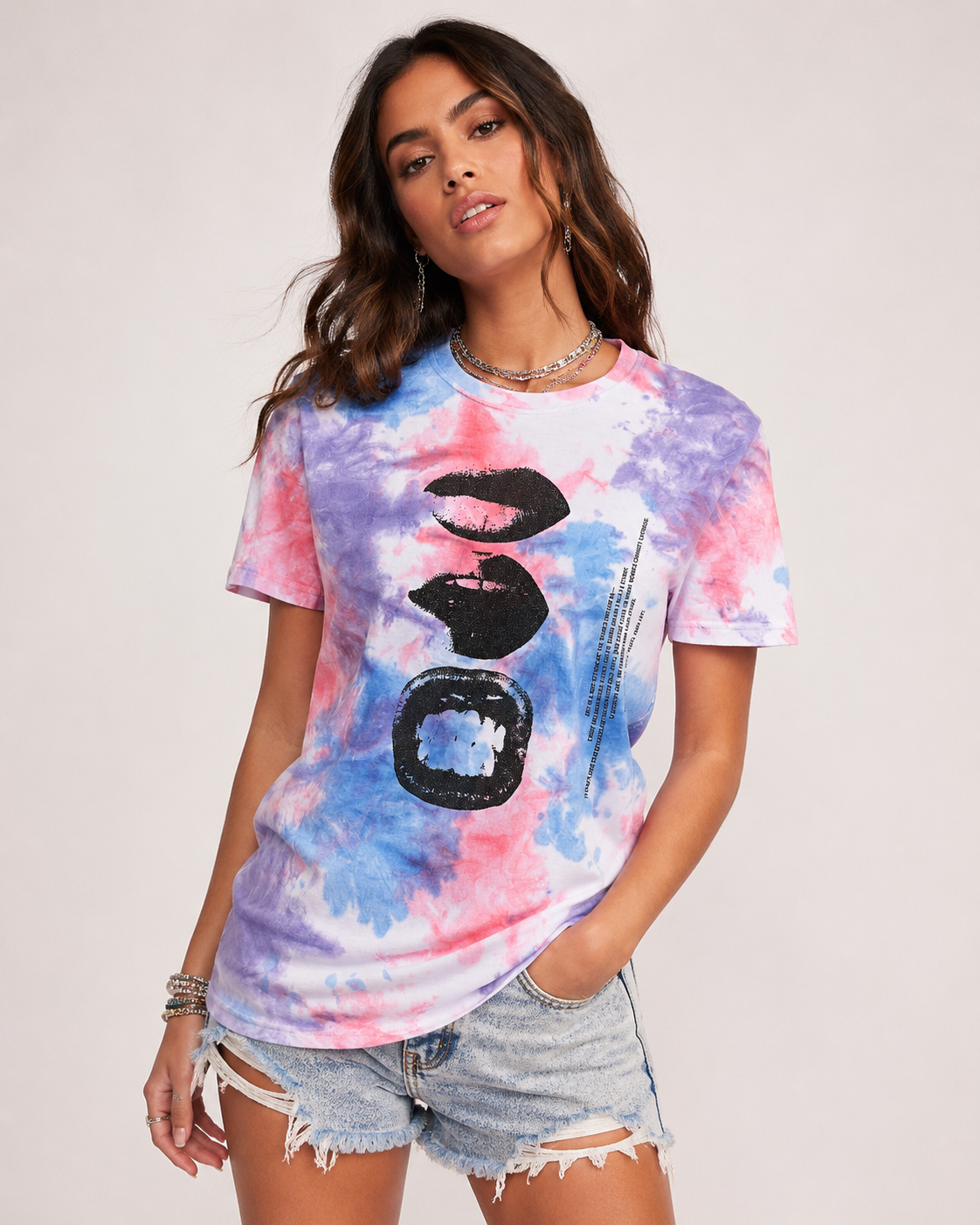 Flauschrausch Lips Tie Dye T Shirt