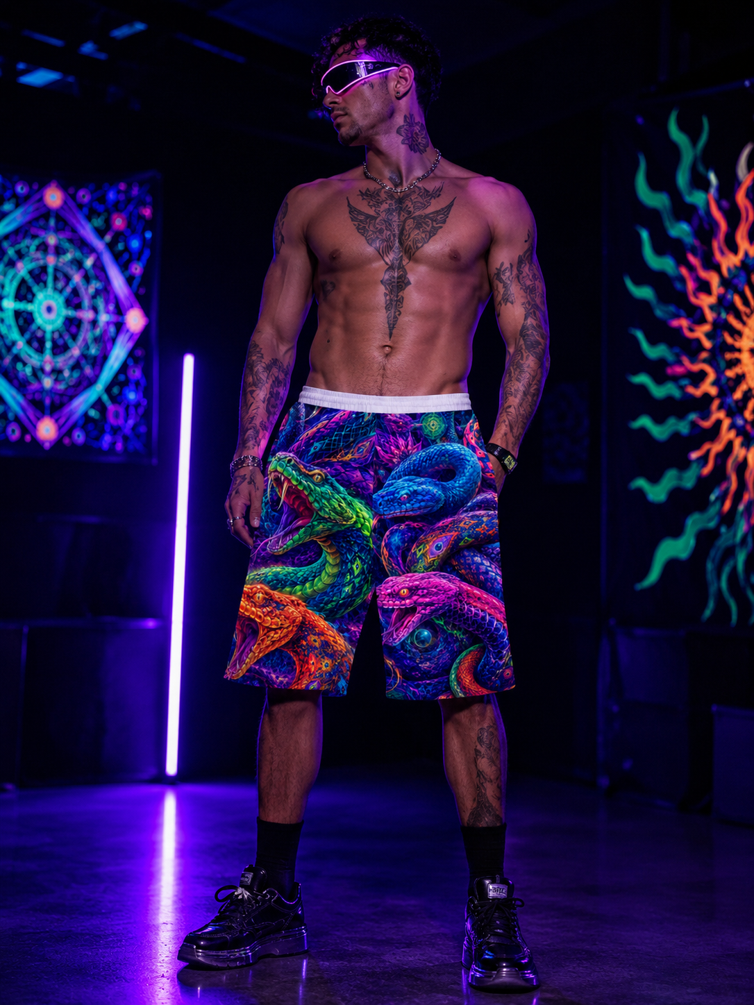 Neon Serpent Premium Shorts | Goa & Festival Outfit