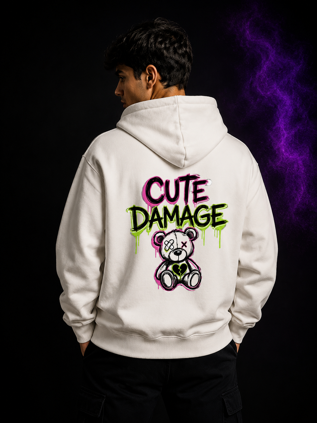 Cute Damage Teddy Oversize Hoodie | Festival & Rave Hoodie