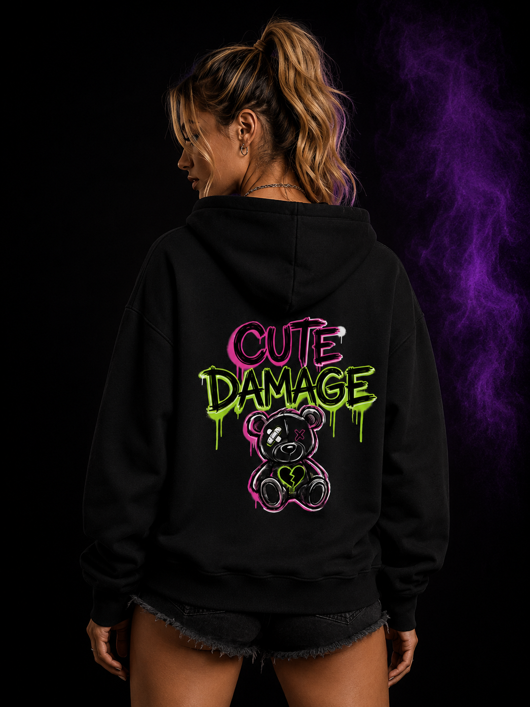 Cute Damage Teddy Oversize Hoodie | Festival & Rave Hoodie