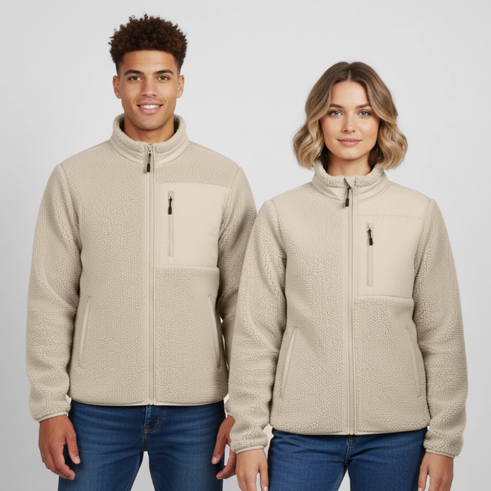 RELAXED FIT Unisex Sherpajacke von Stanley/Stella - Beige