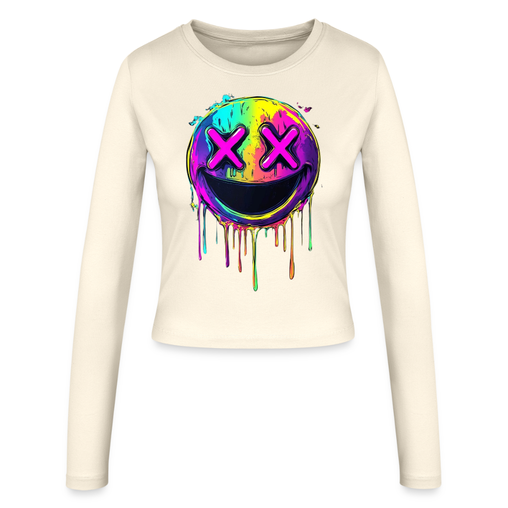 Smily Slim Fit Langarmshirt - Creme