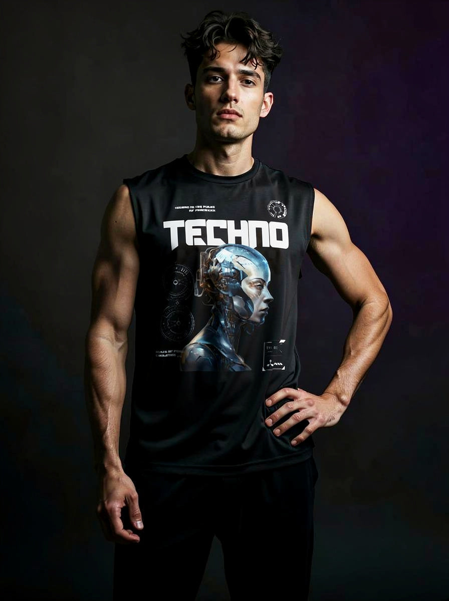 Techno Sleeveless Oversize Festival Shirt