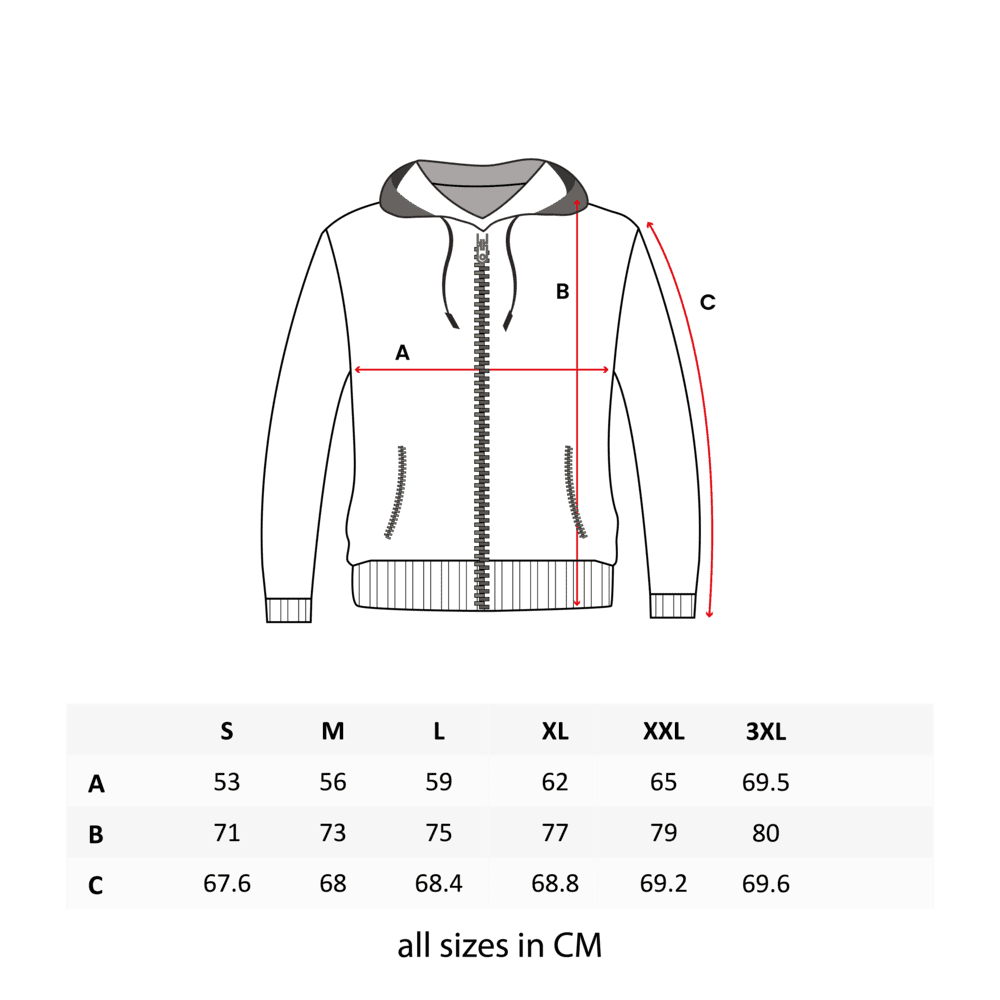Red Headed Premium Zip Hoodie (schwarz, unisex)